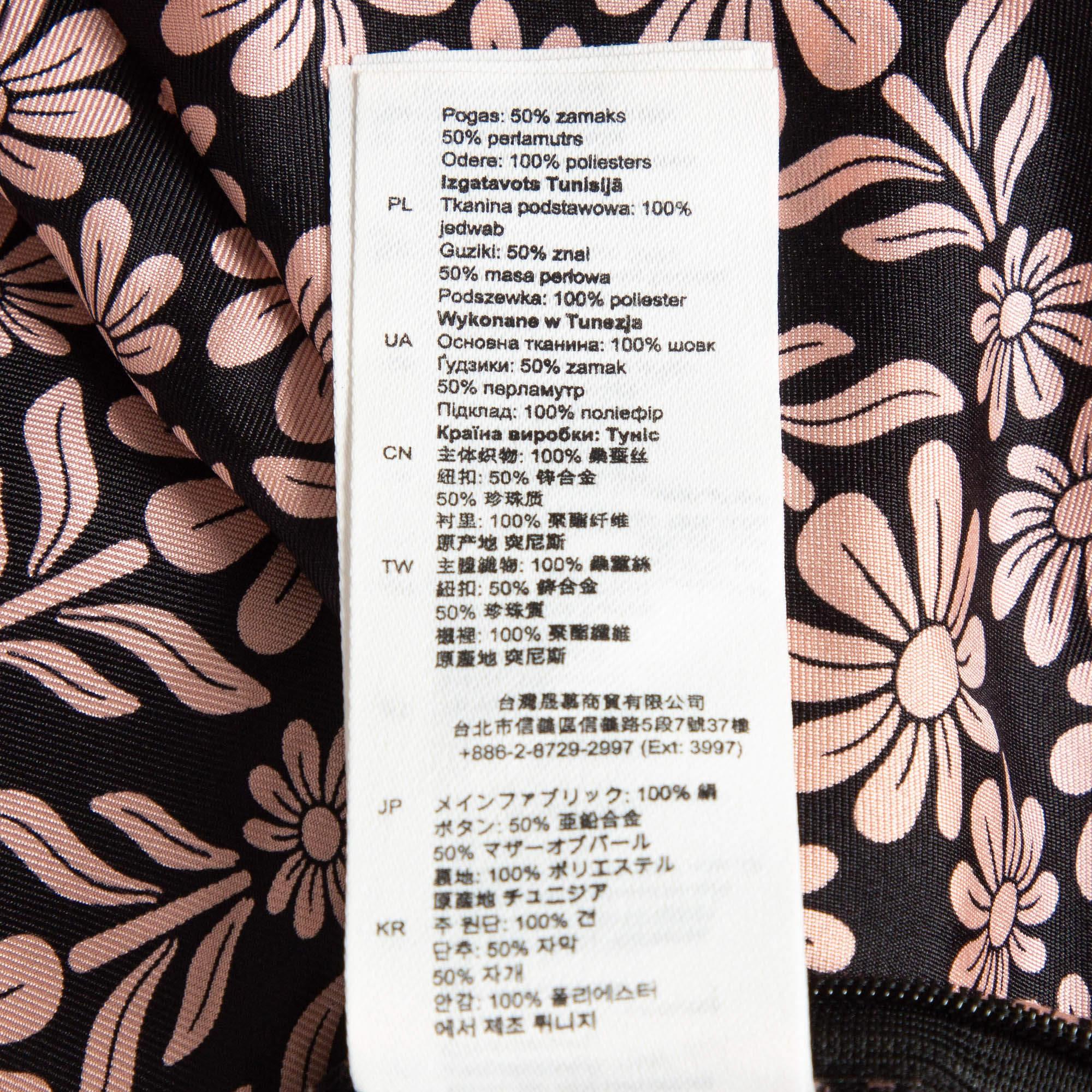 Sandro Pink/Black Floral Patterned Silk Mini Dress L 2
