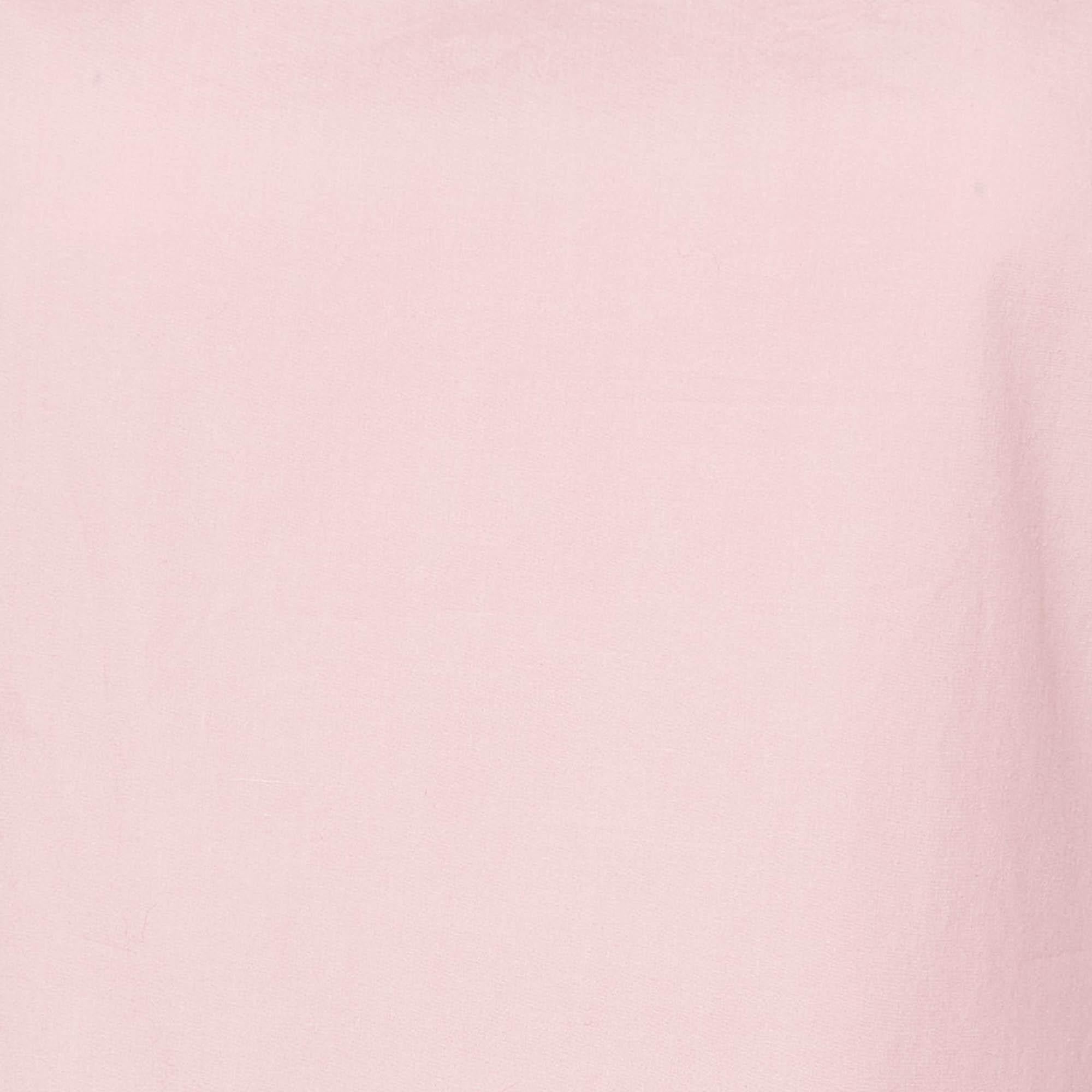 Beige Sandro Pink Cotton Lace Trimmed Blouse XS For Sale