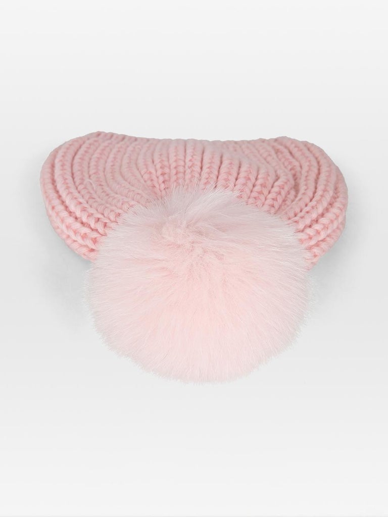 Sandro Pink Fur Pompom Beanie at 1stDibs display picture 1