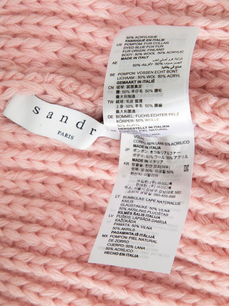 Sandro Pink Fur Pompom Beanie at 1stDibs