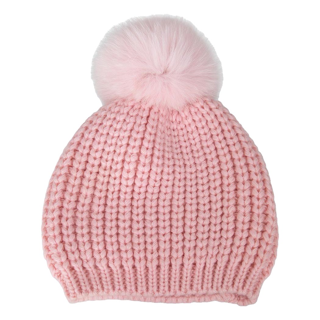 Sandro Berretto con pelliccia rosa e pompon