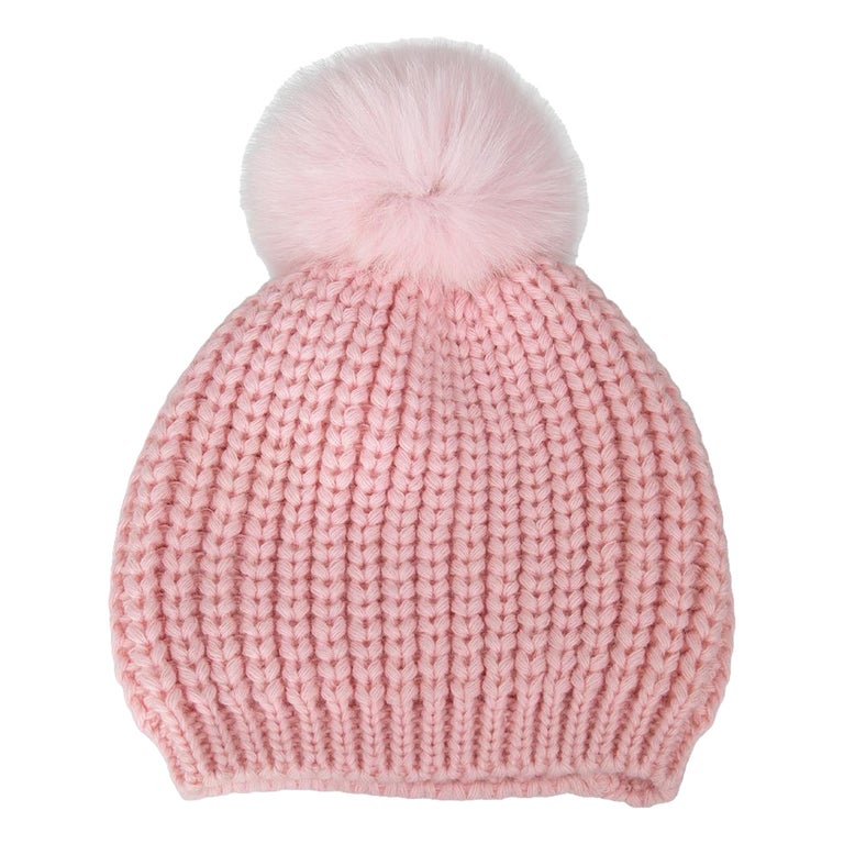 Sandro Pink Fur Pompom Beanie at 1stDibs display picture 1