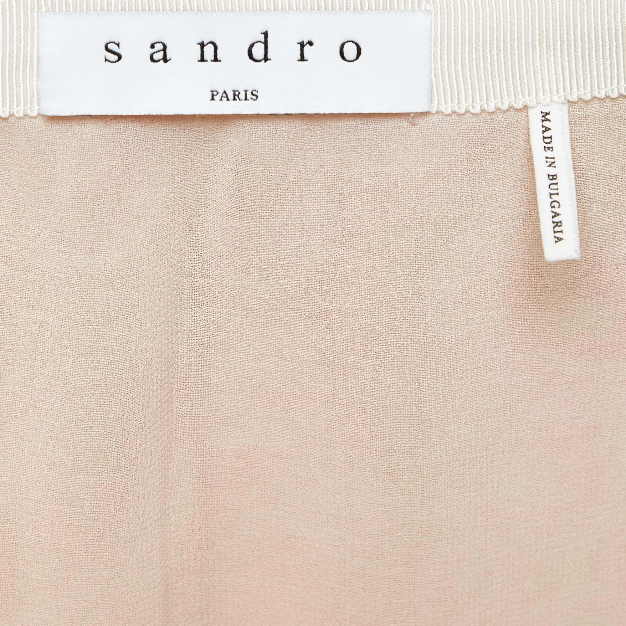 Sandro Pink/Gold Jacquard Mini Skirt M In Excellent Condition For Sale In Dubai, Al Qouz 2