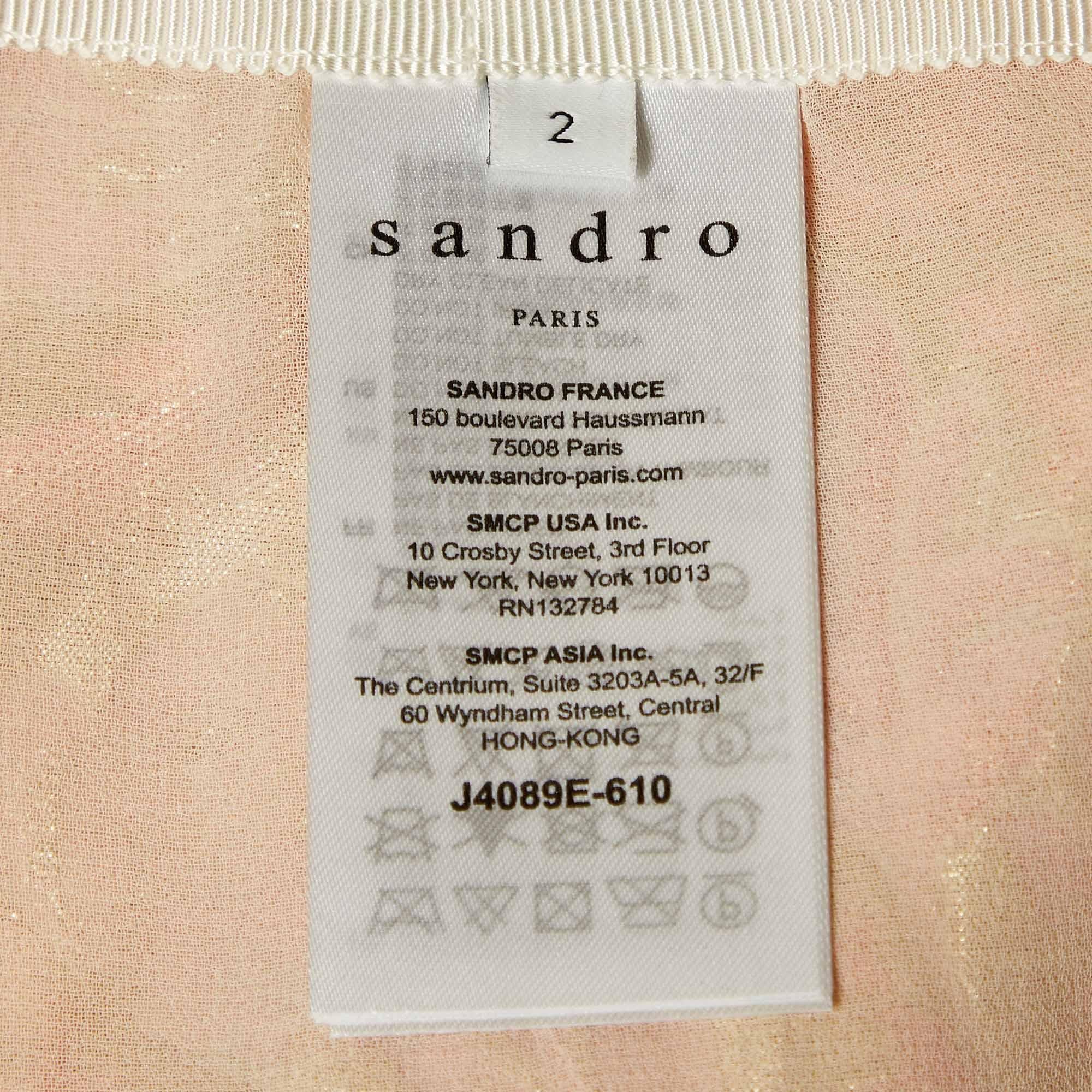 Women's Sandro Pink/Gold Jacquard Mini Skirt M For Sale