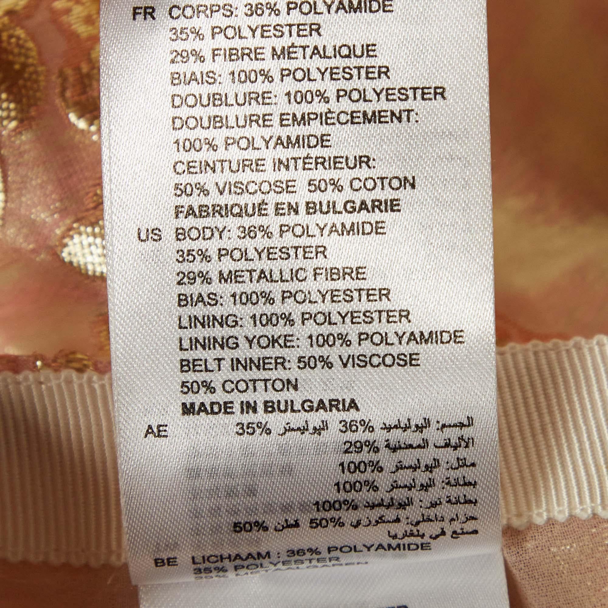 Sandro Pink/Gold Jacquard Mini Skirt M For Sale 1