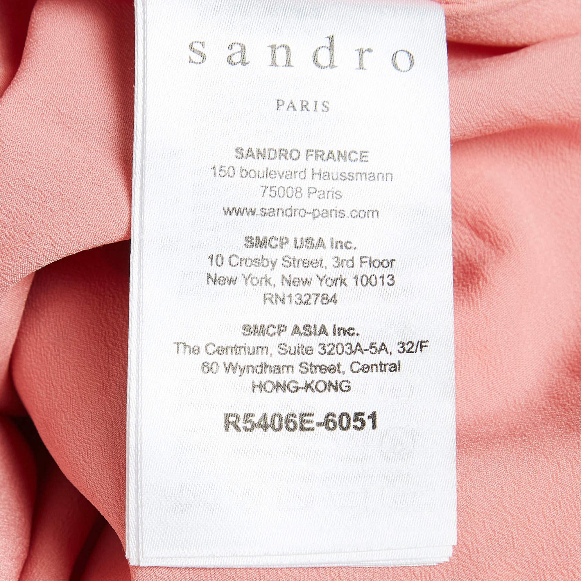 Women's Sandro Pink Lace V-Neck Mini Dress M For Sale