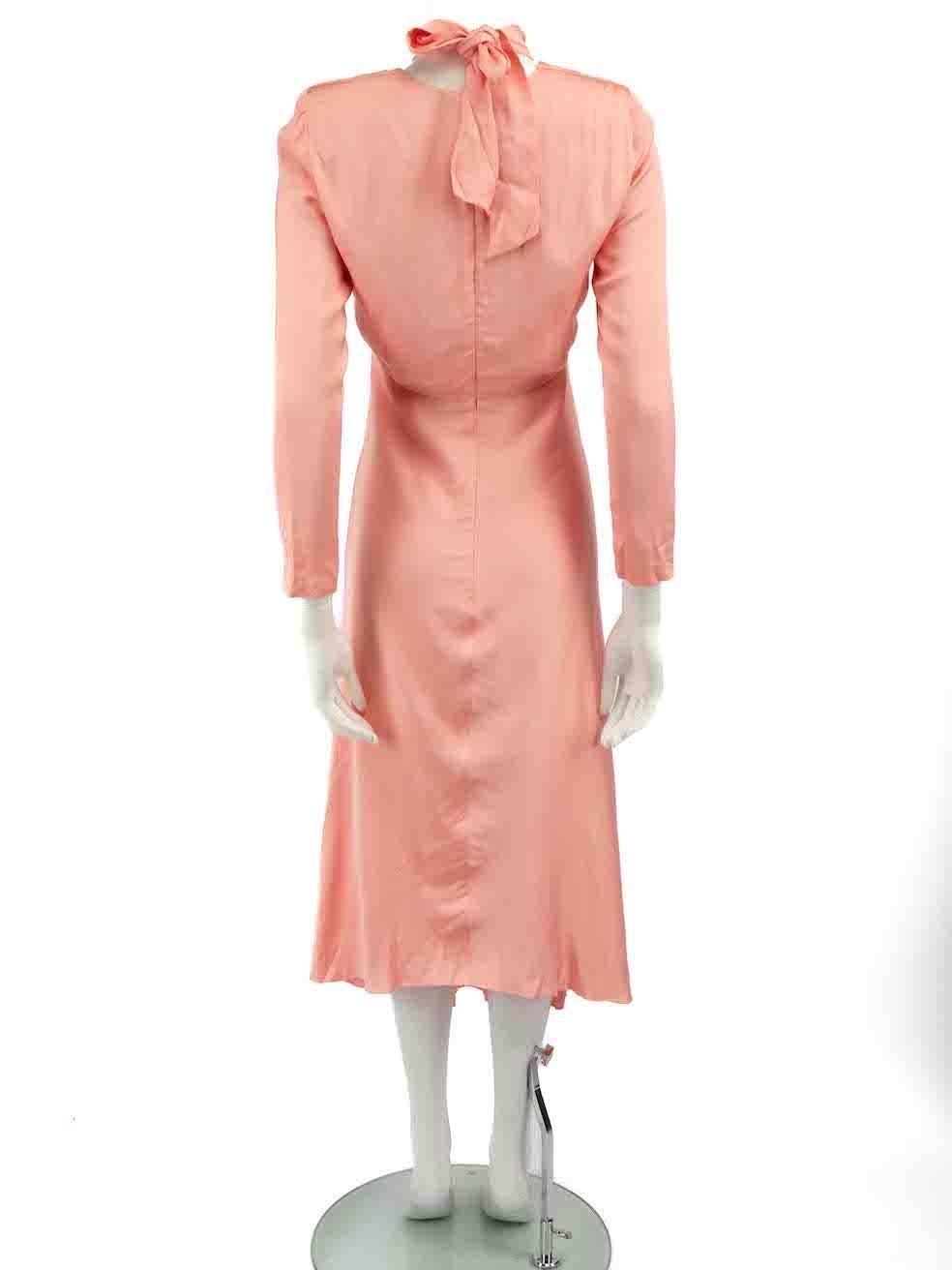 Sandro Pink Neck Tie Dress Size S In Good Condition For Sale In London, GB