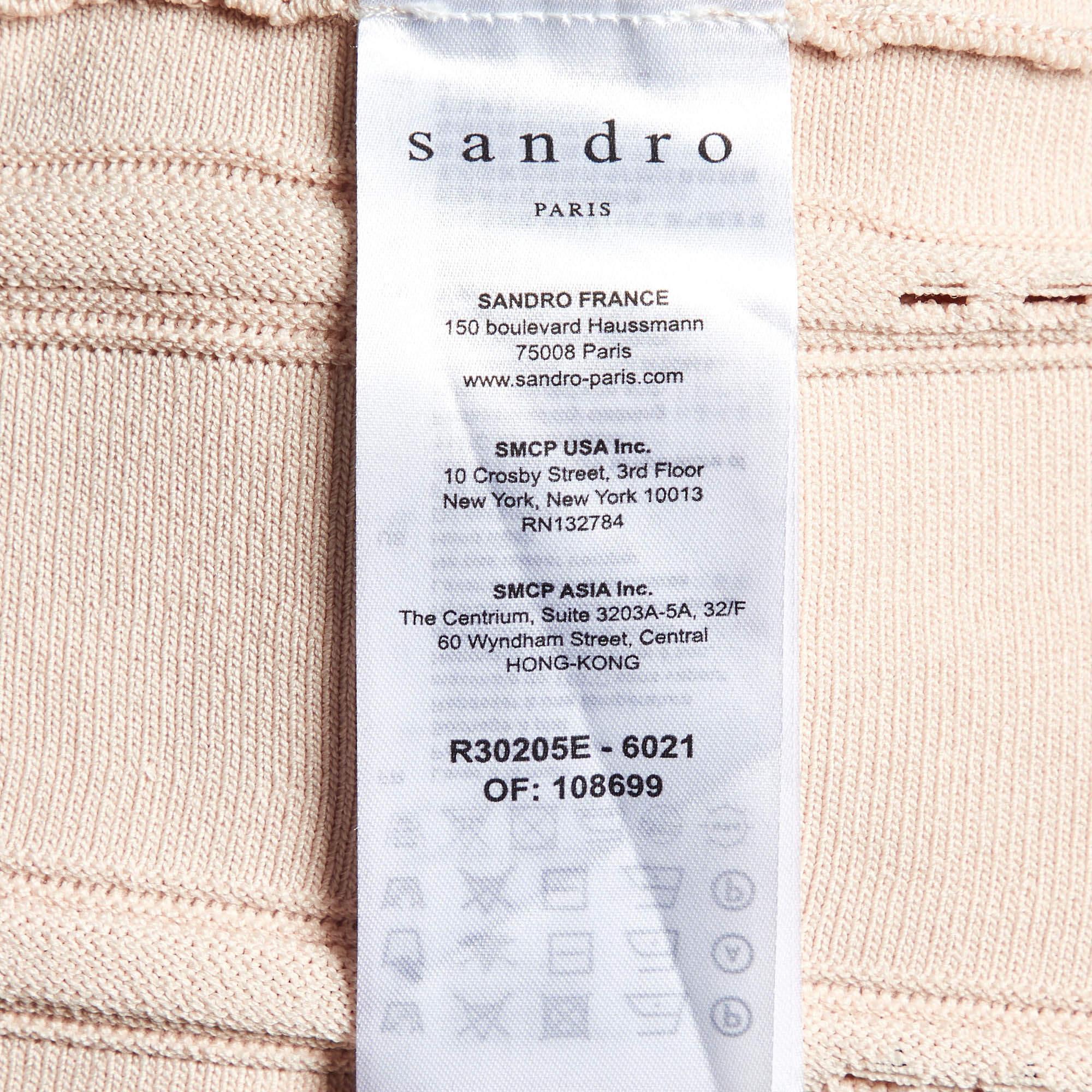 Women's Sandro Pink Rib Knit Fit and Flare Mini Dress M For Sale