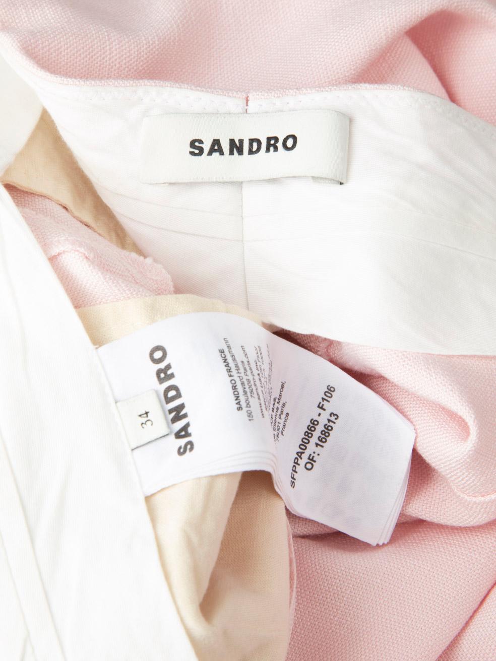 Sandro Pink Wide Leg High Rise Trousers Size XS For Sale 4
