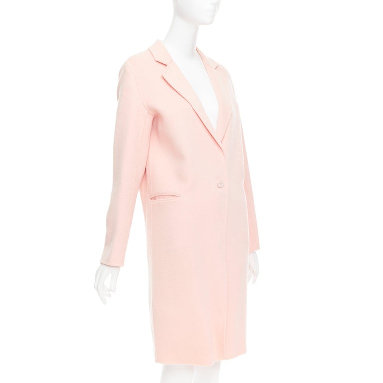 Sandro manteau long en laine mélangée rose à col cranté et à un