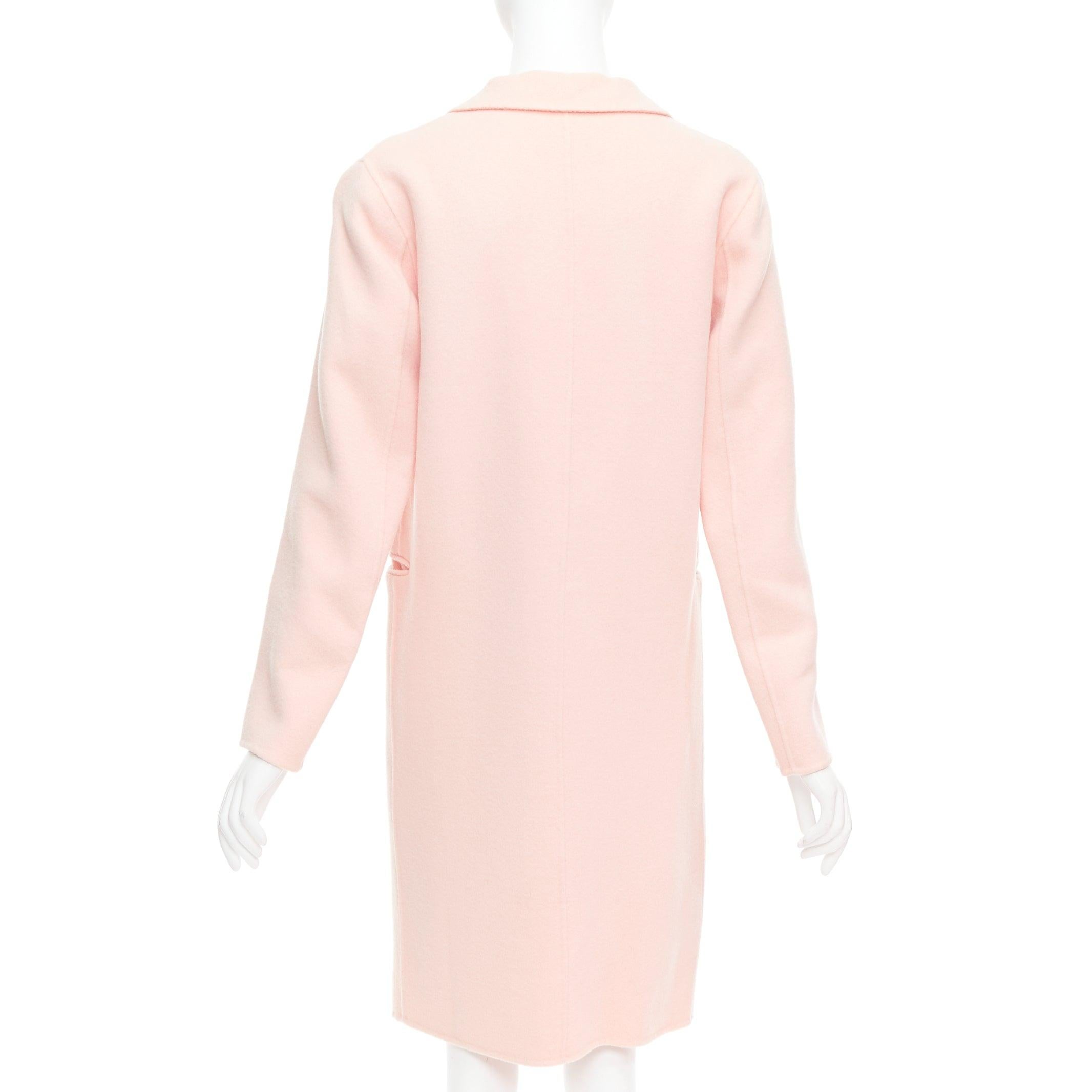 Donna Sandro, cappotto lungo in misto lana rosa con collo a punta e un solo bottone FR36 S in vendita