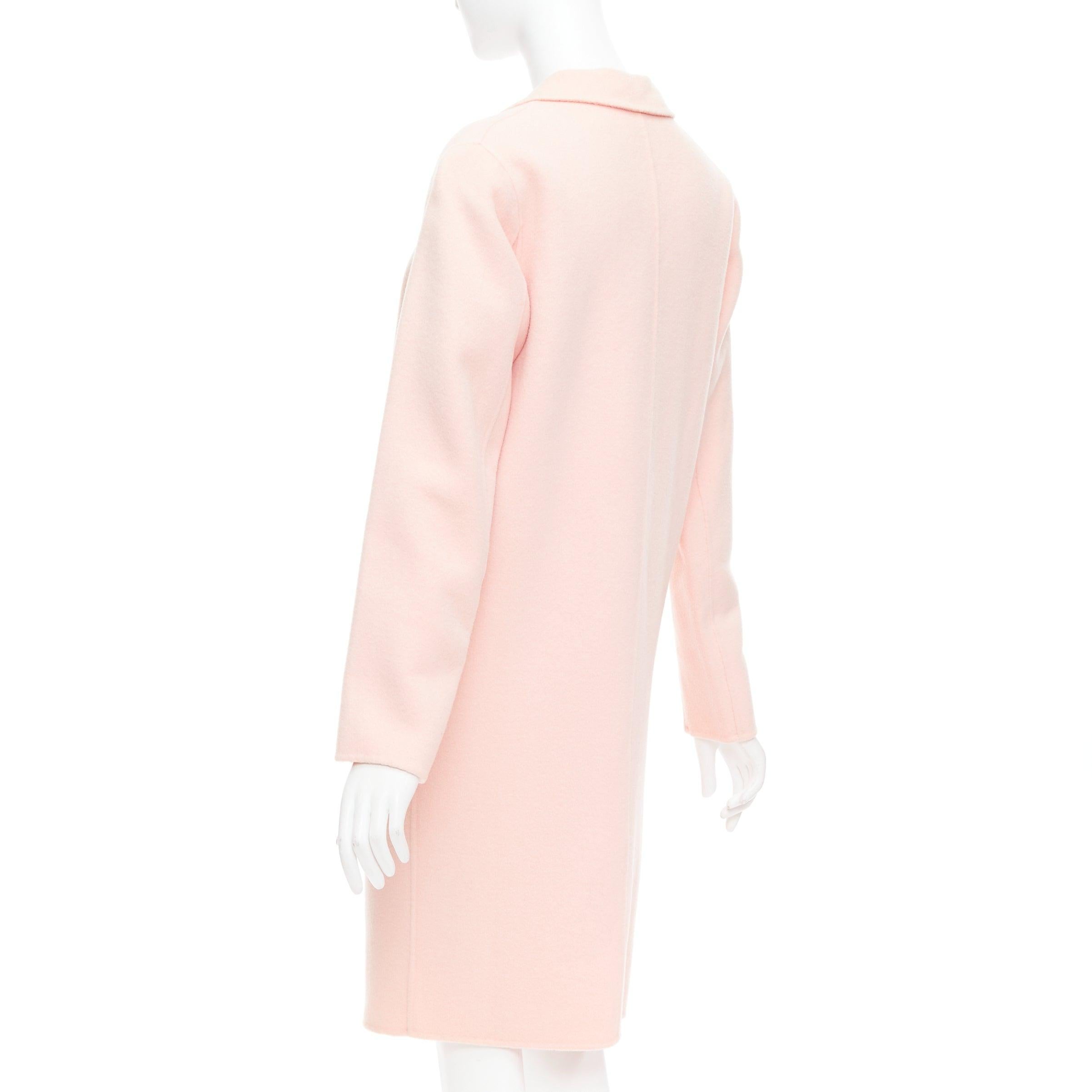 Sandro, cappotto lungo in misto lana rosa con collo a punta e un solo bottone FR36 S in vendita 1