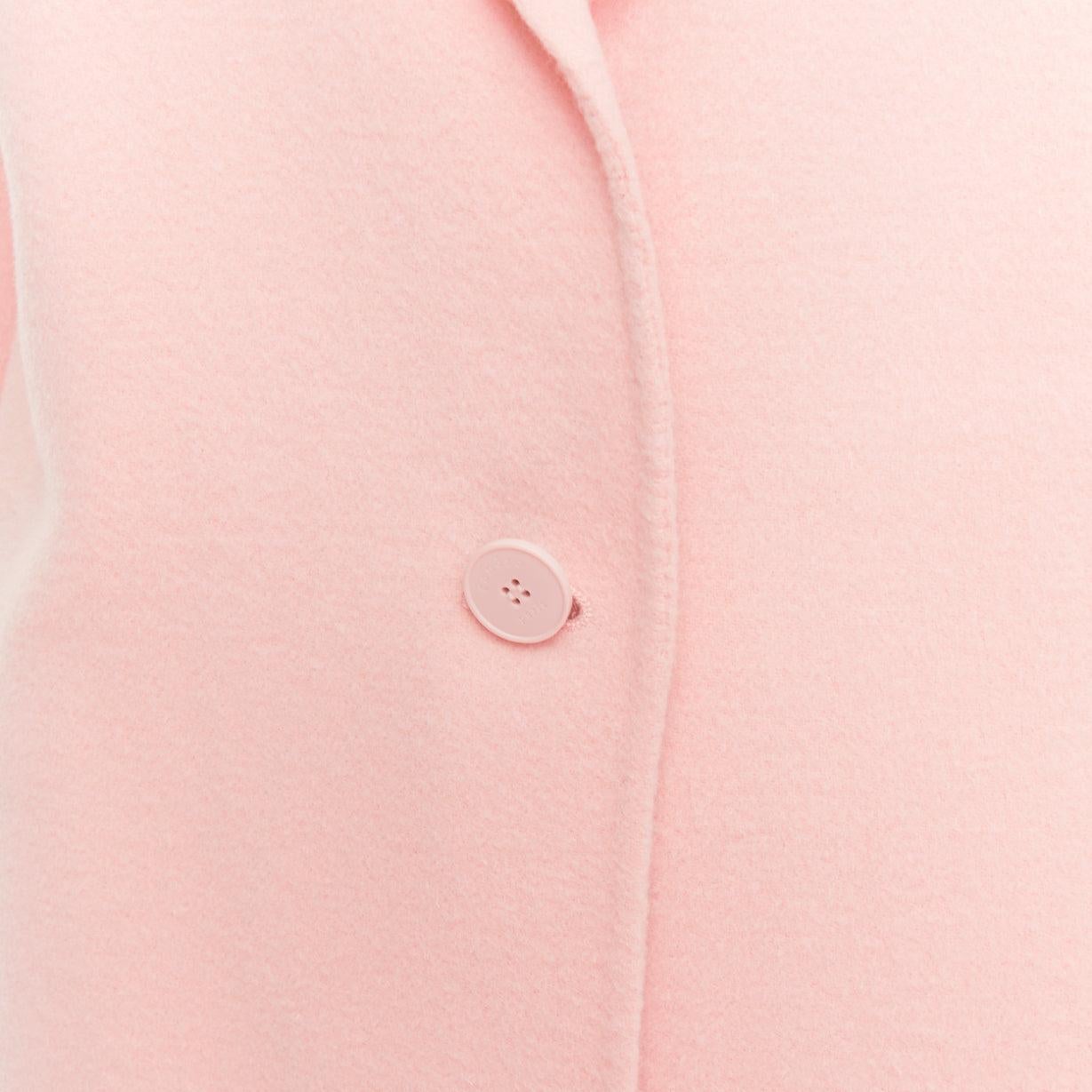 Sandro, cappotto lungo in misto lana rosa con collo a punta e un solo bottone FR36 S in vendita 2