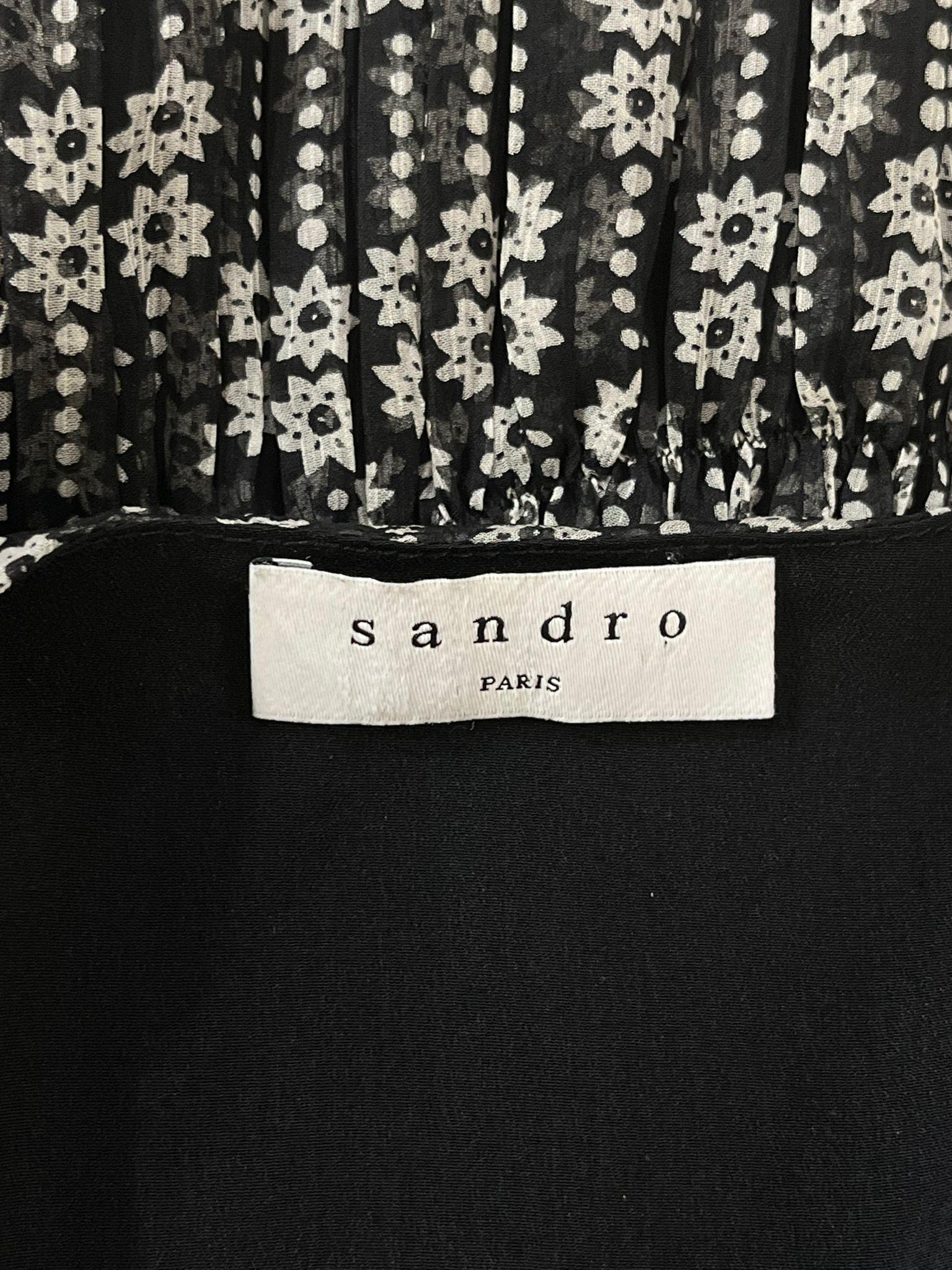 Sandro Printed Silk Voile Dress For Sale 1