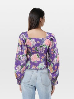 Sandro Purple Floral Print Top Size XS