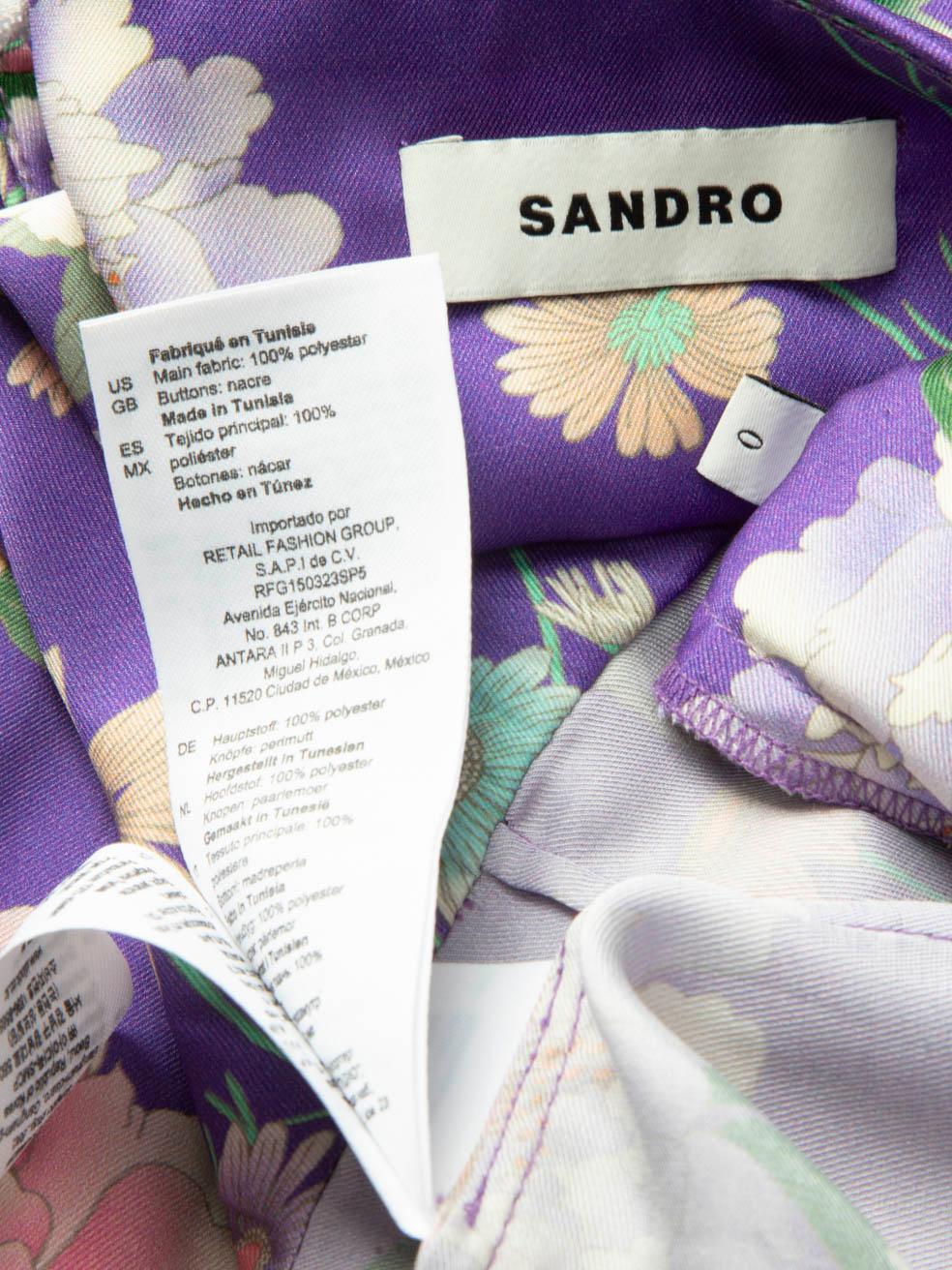 Sandro Top con stampa floreale viola taglia XS in vendita 3