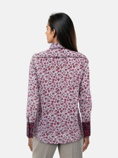 Sandro Purple Silk Rose Print Button Up Shirt Size M