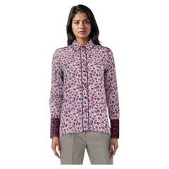 Sandro Purple Silk Rose Print Button Up Shirt Size M