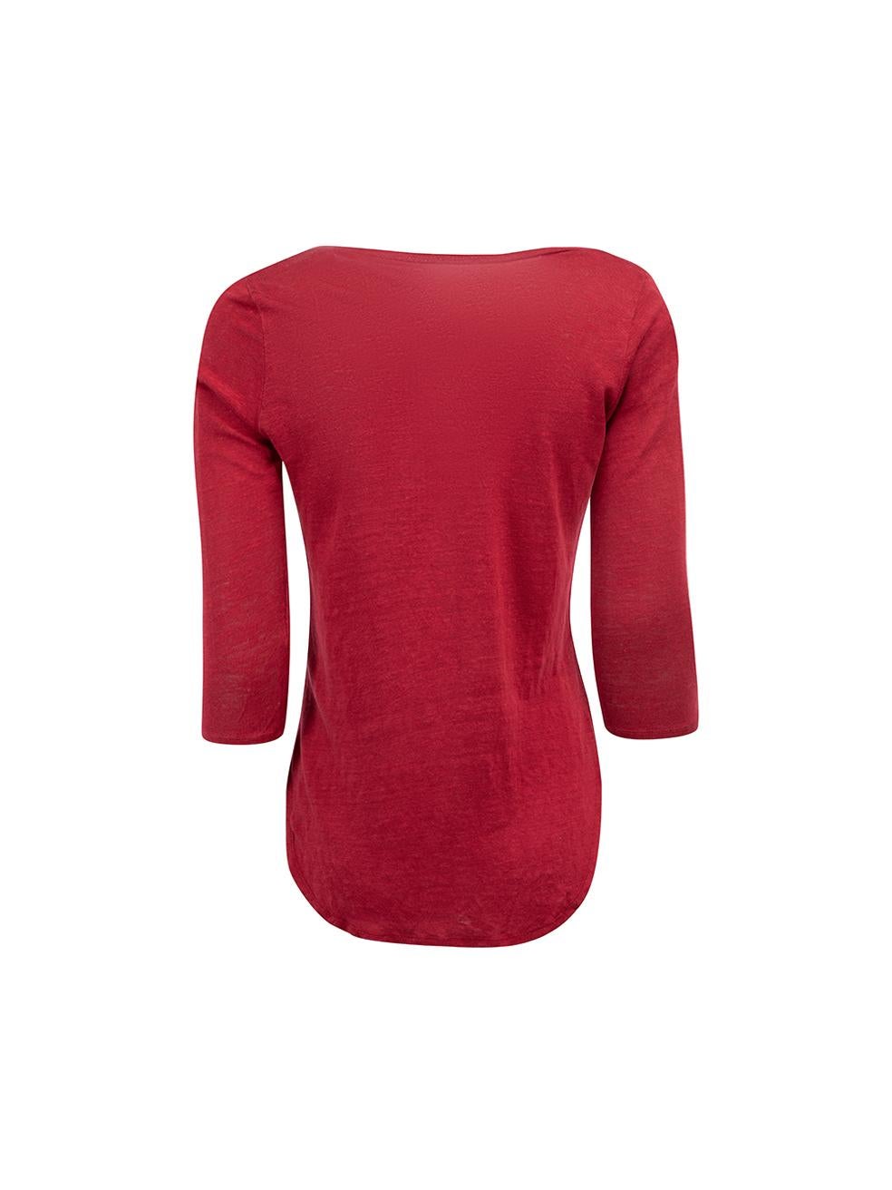 Sandro Red Fine Knit Round Neck Top Size S In Good Condition In London, GB