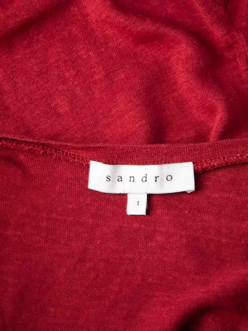 Women's Sandro Red Fine Knit Round Neck Top Size S