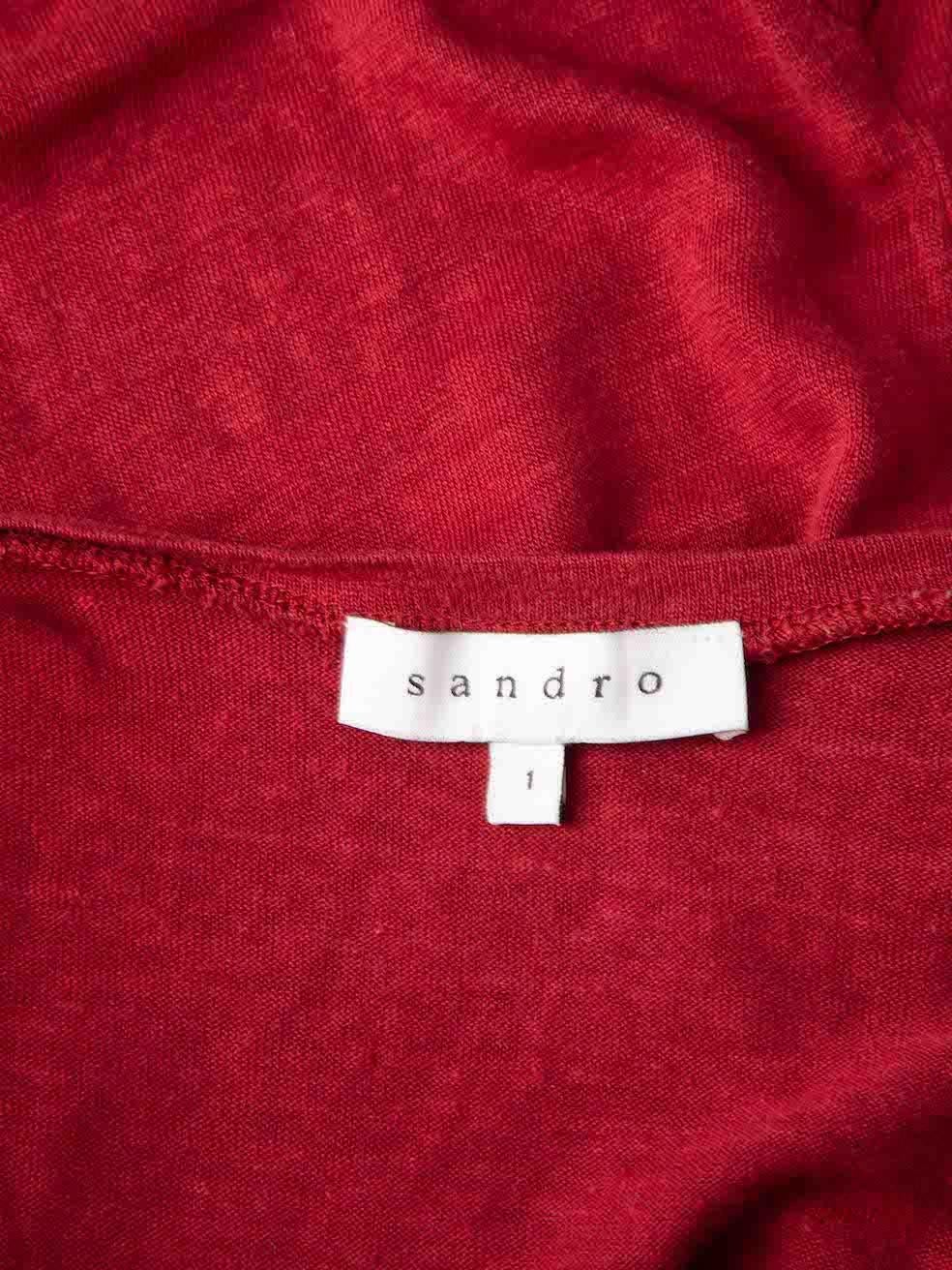Women's Sandro Red Fine Knit Round Neck Top Size S For Sale