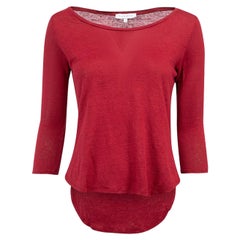 Sandro Red Fine Knit Round Neck Top Size S
