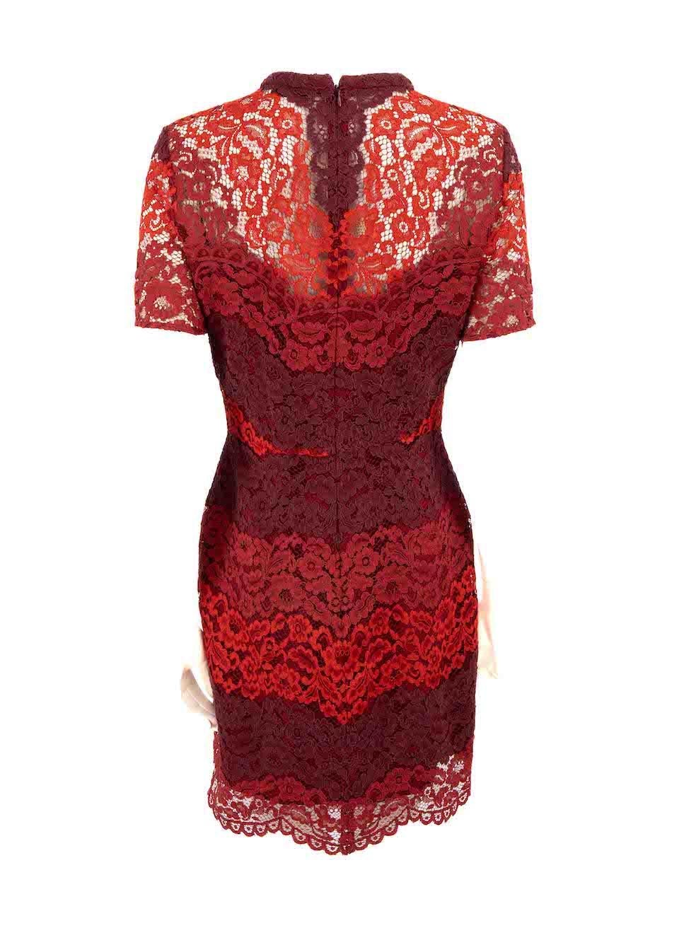 Sandro Red Lace Dress Size L In Good Condition For Sale In London, GB