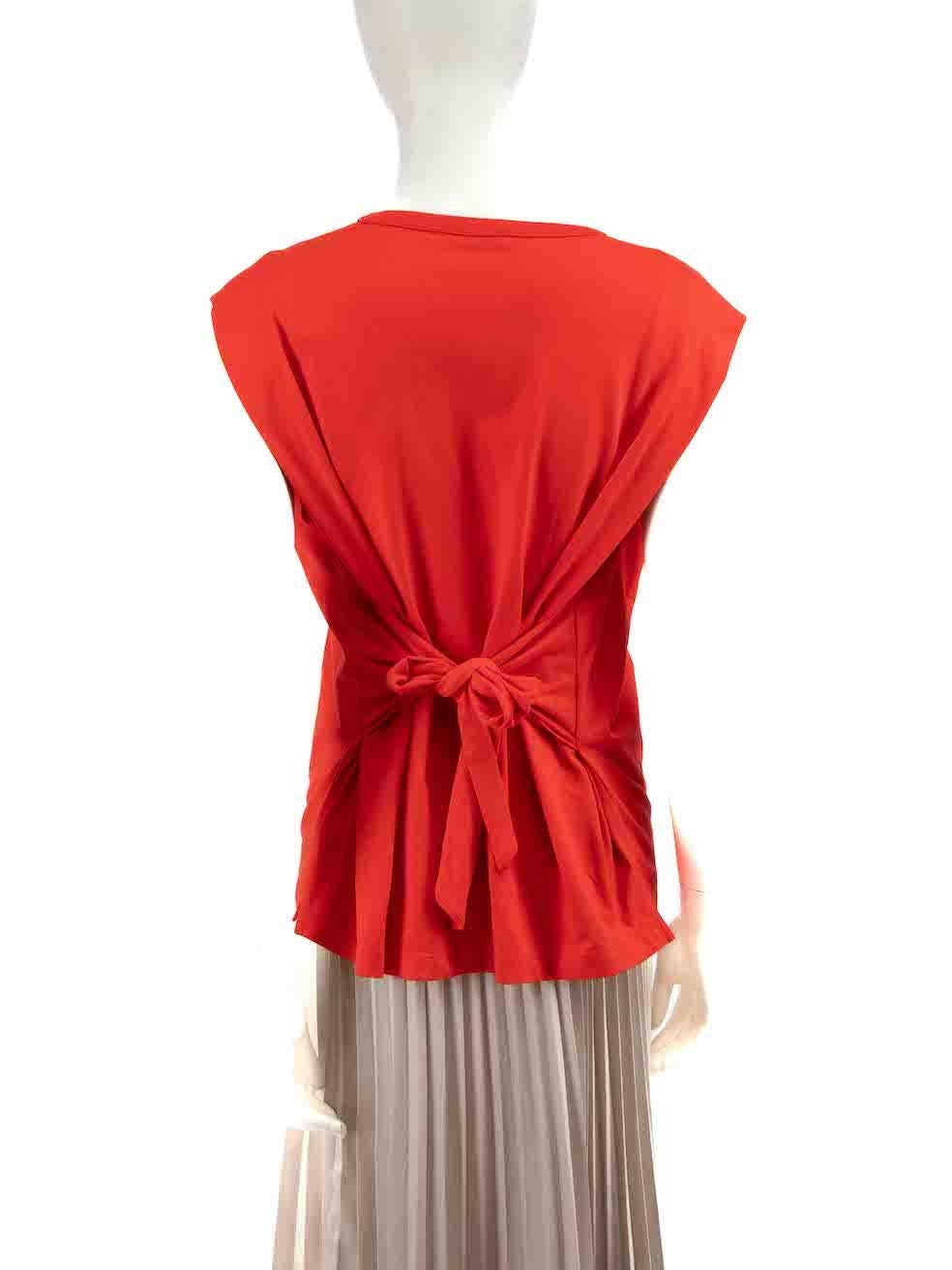 Sandro Red Sleeveless Tie Waist Top Size S In Good Condition For Sale In London, GB