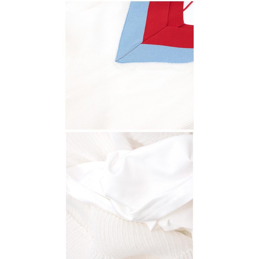 Sandro Runway White V-Neck Knit Midi Dress SIZE 1 2