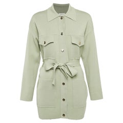 Sandro Chaqueta con botones y cinturón de punto elástico verde salvia S