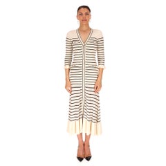 Sandro Sailor-Stripe Knitted Ruffle Trim Midi Dress