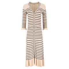 Sandro Sailor-Stripe Knitted Ruffle Trim Midi Dress