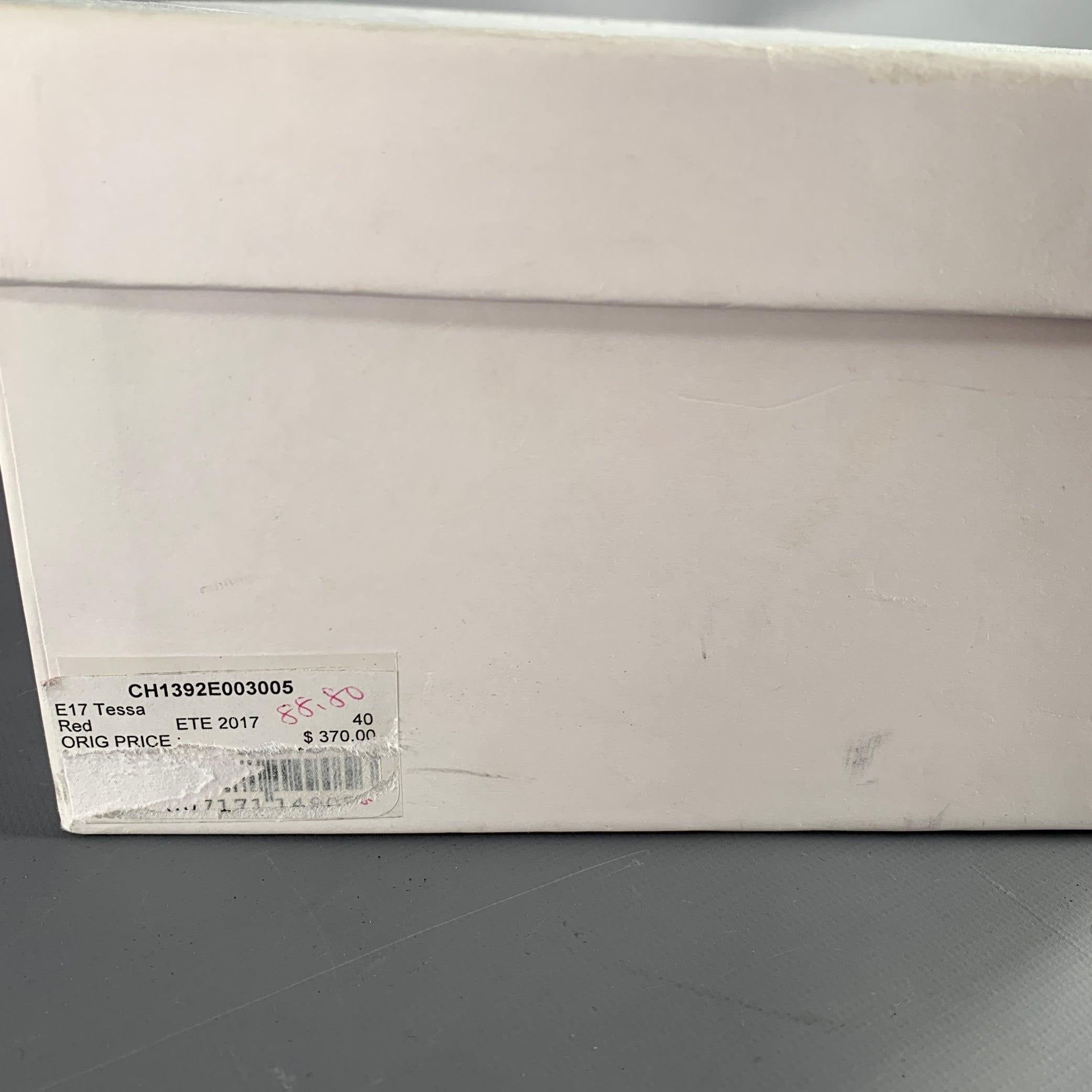 SANDRO Talla 10 Tessa Sandalias de tacón grueso con jaula de ante rojo en venta 5