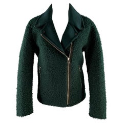 Sandro Taille 3 Manteau de course Moto en laine polyester sarcelle