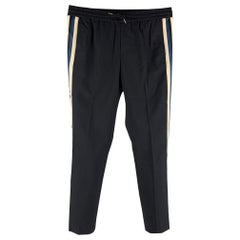 SANDRO Size 30 Navy White Vertical Stripe Wool Drawstring Casual Pants