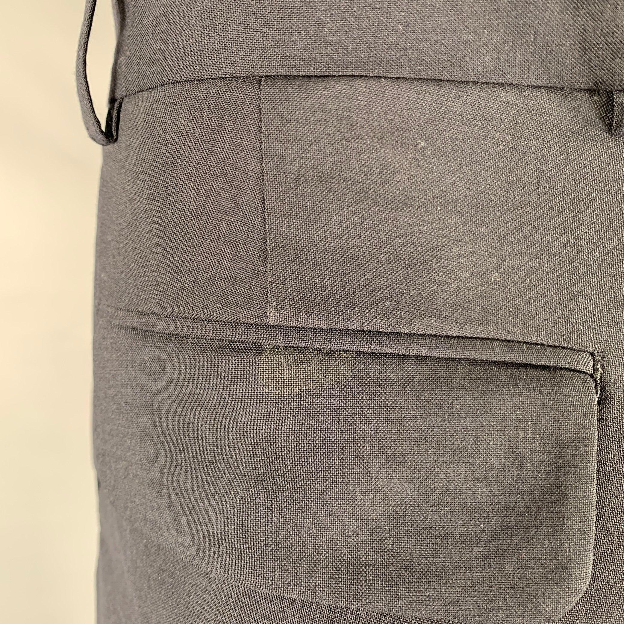 Noir SANDRO, taille 32, laine mélangée bleu marine, robe plate à l'avant en vente