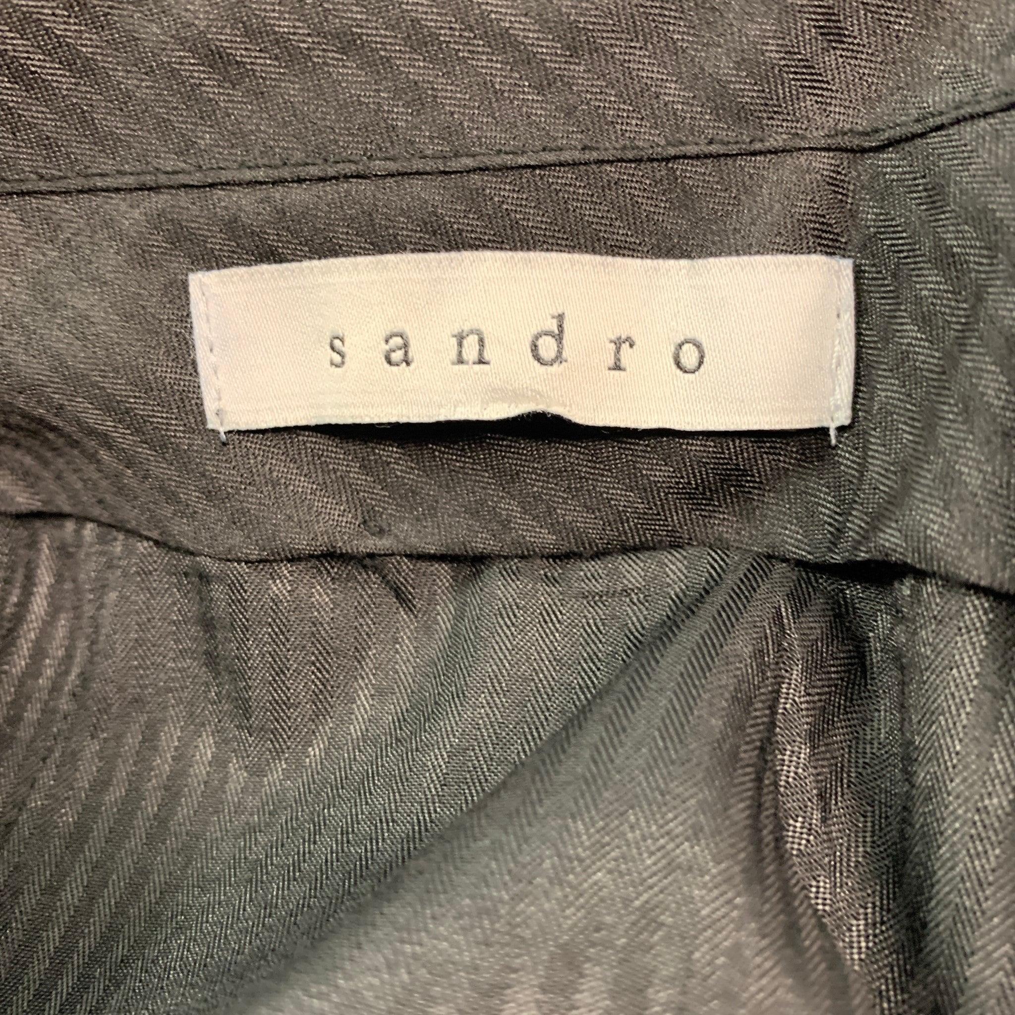 SANDRO Size 34 Navy Solid Wool Zip Fly Dress Pants In Good Condition For Sale In San Francisco, CA