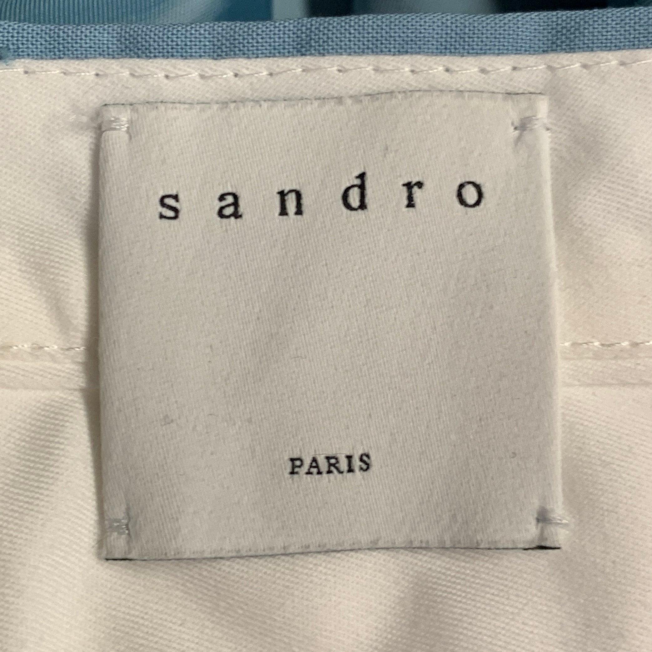 Sandro Taille 36 Costume à revers échancré en laine vierge bleue en vente 6