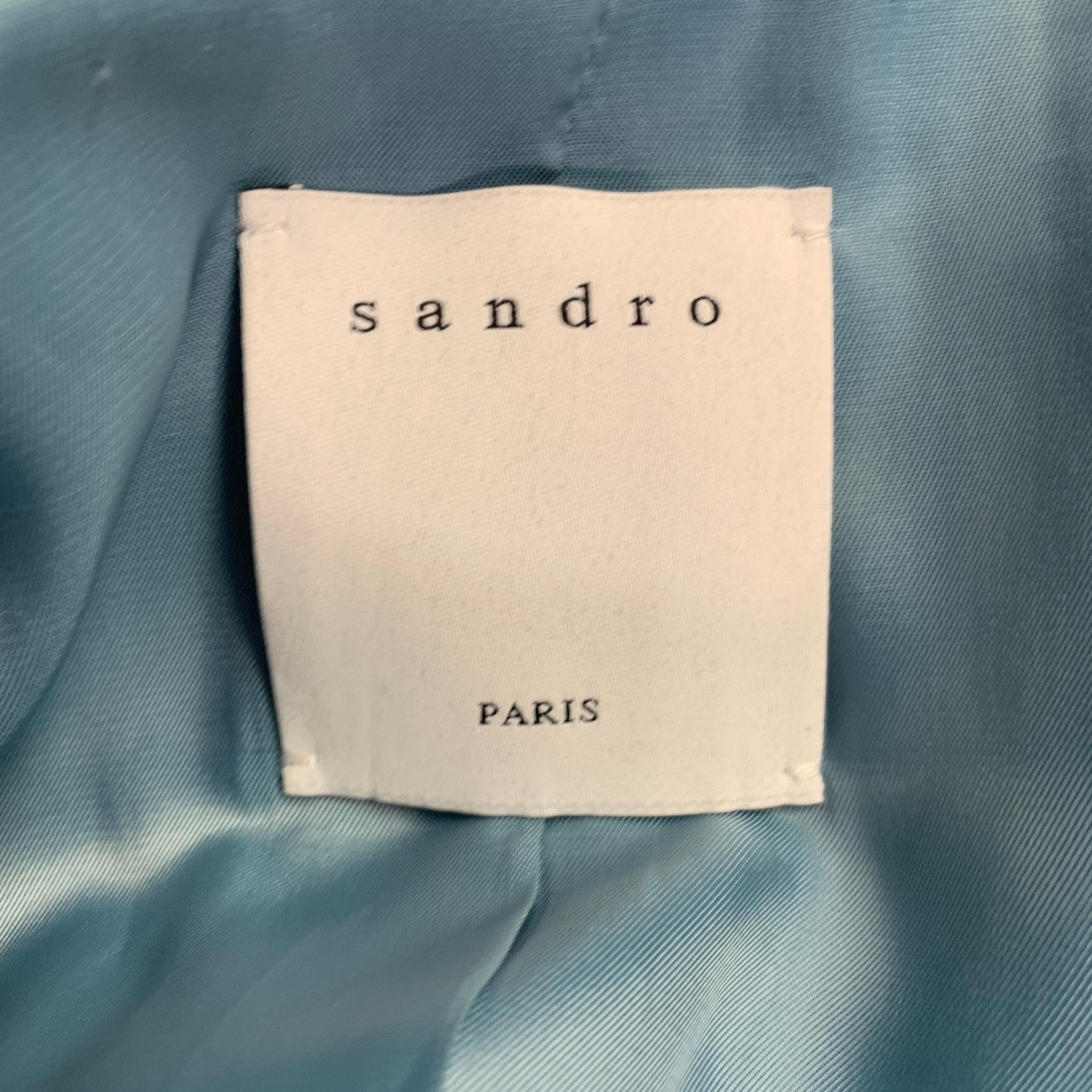 Sandro Taille 36 Costume à revers échancré en laine vierge bleue en vente 2
