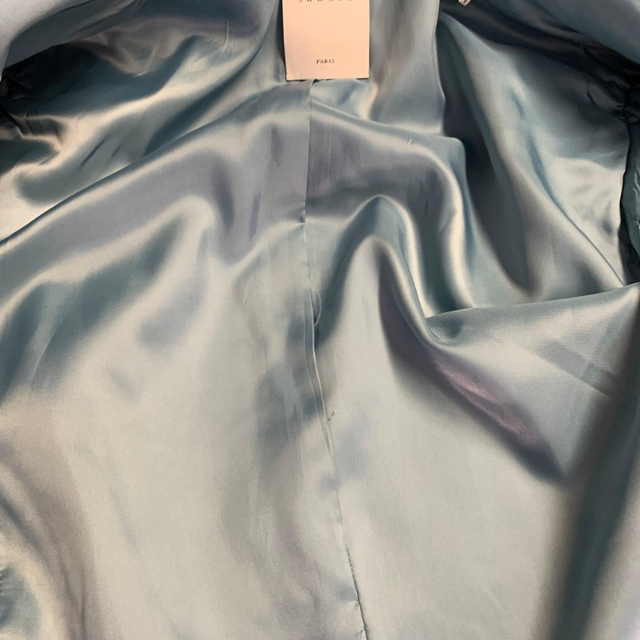 Sandro Taille 36 Costume à revers échancré en laine vierge bleue en vente 3