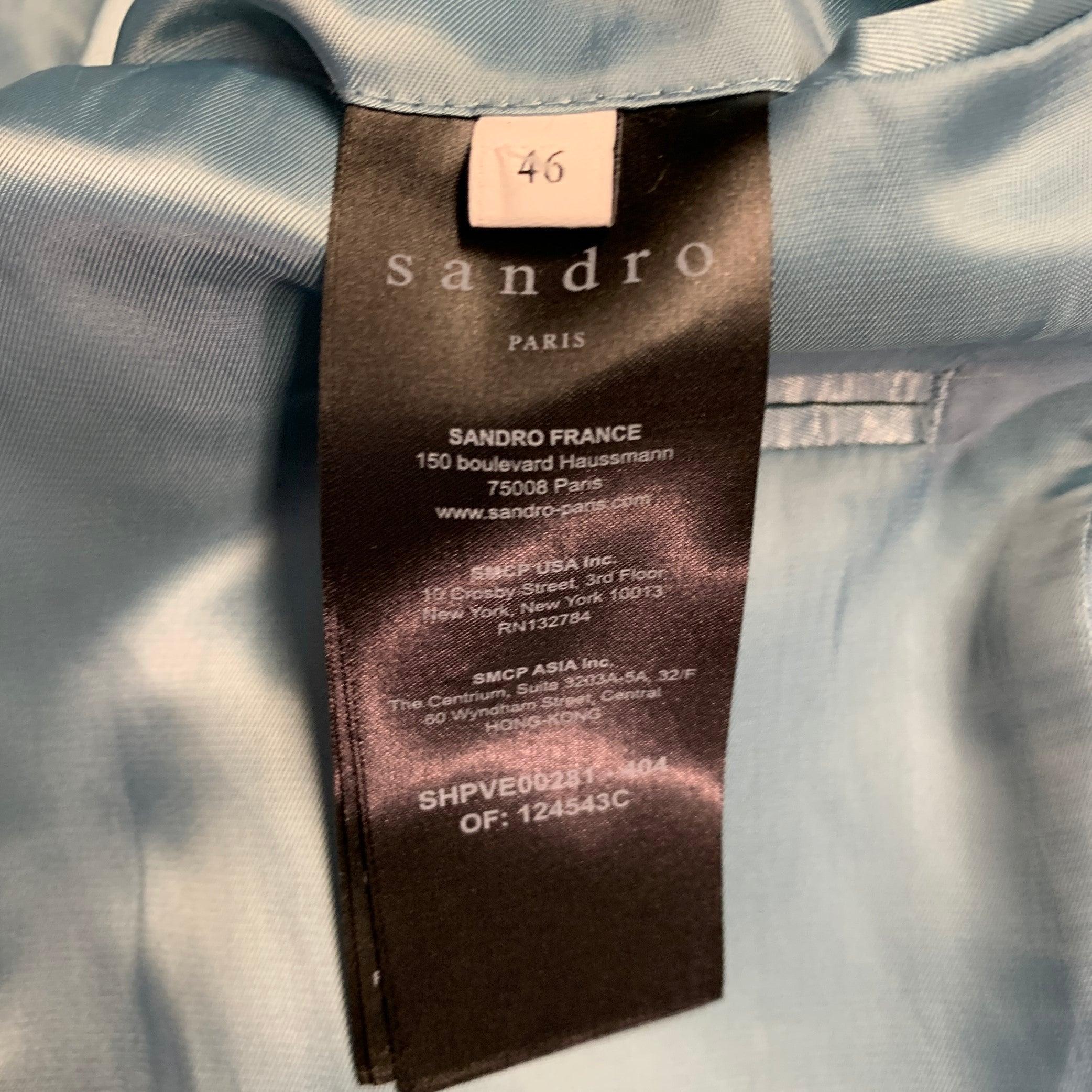 Sandro Taille 36 Costume à revers échancré en laine vierge bleue en vente 4