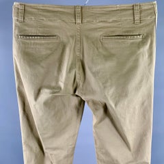 SANDRO Size 36 Khaki Solid Cotton Blend Button Fly Casual Pants
