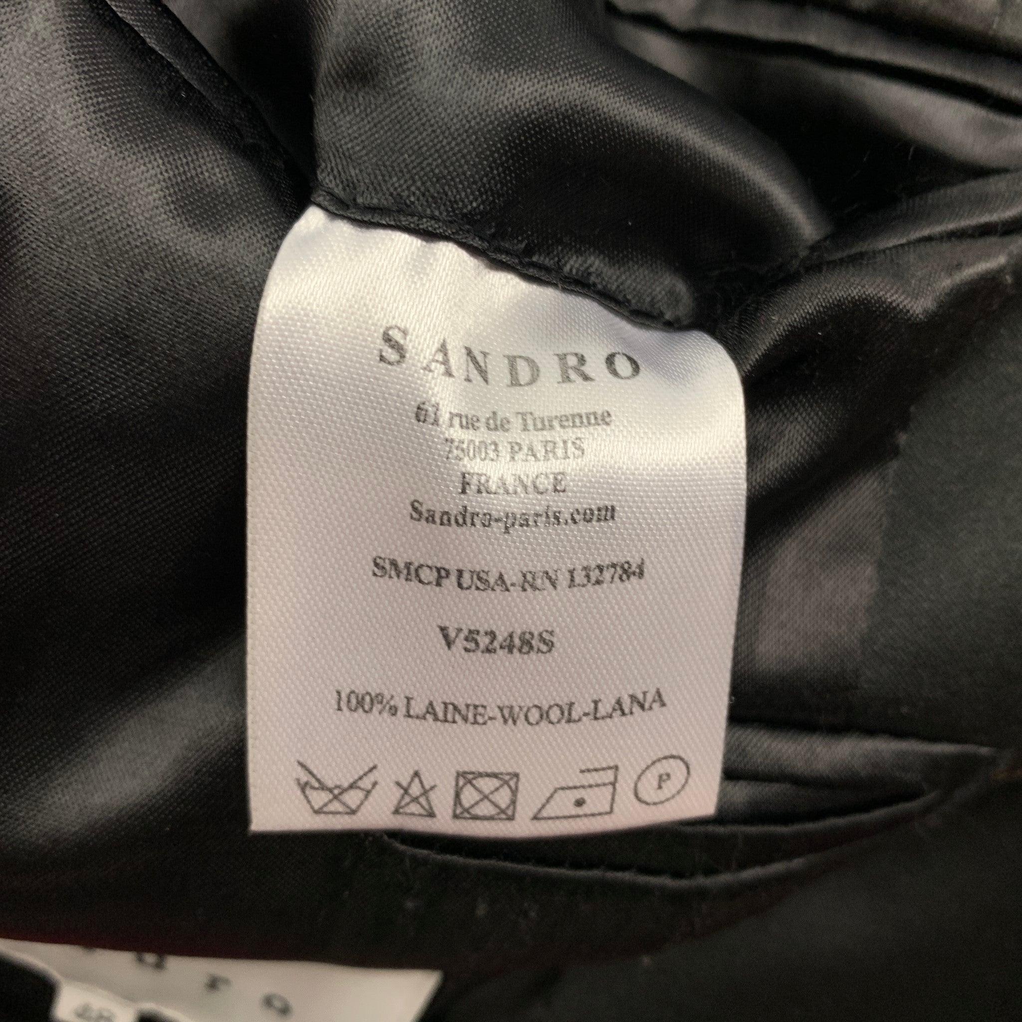 SANDRO Size 38 Black Wool Shawl Collar Sport Coat For Sale 1