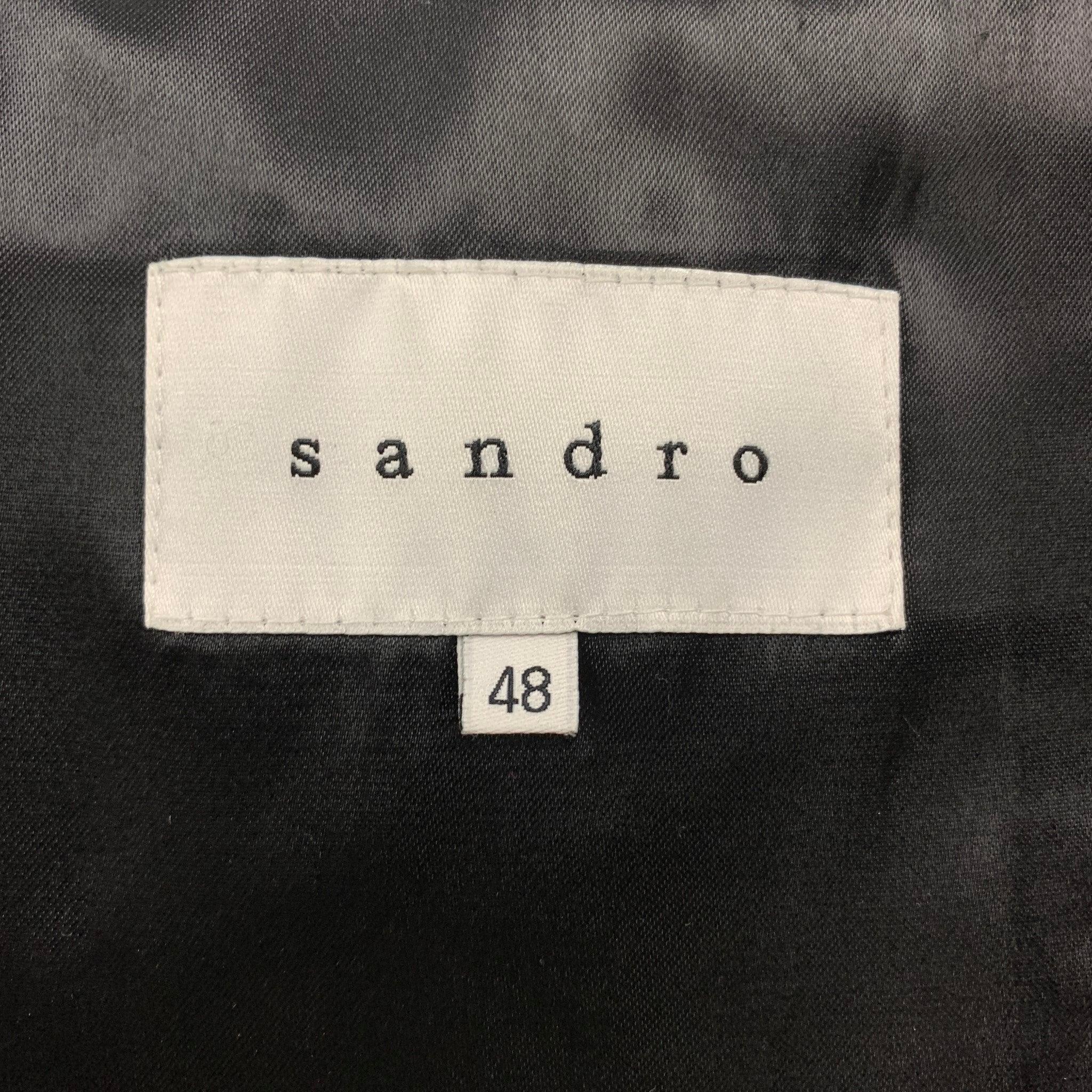 SANDRO Size 38 Black Wool Shawl Collar Sport Coat For Sale 2