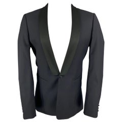 SANDRO Size 38 Black Wool Shawl Collar Sport Coat