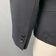 SANDRO Size 38 Navy & Black Wool Shawl Collar Sport Coat
