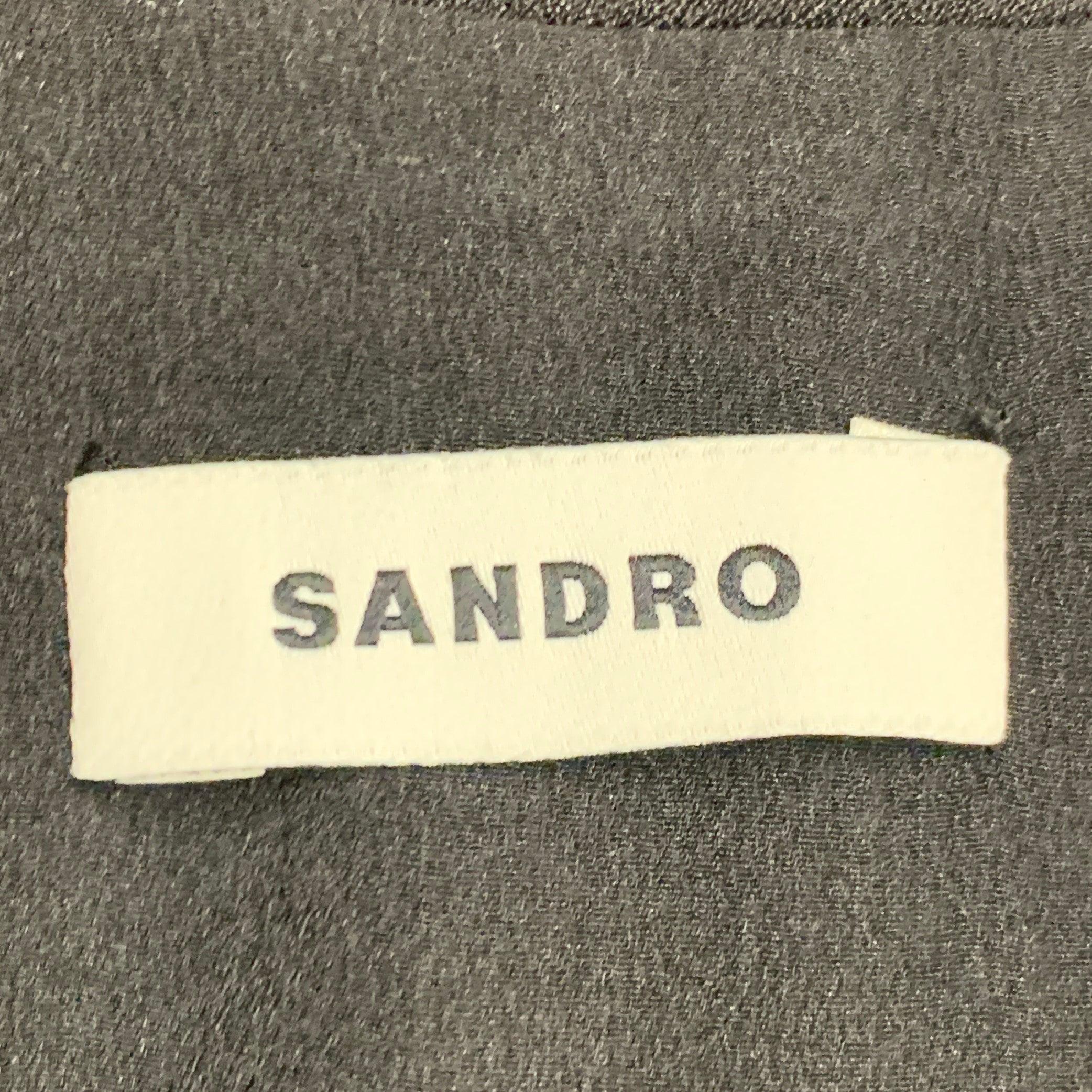 SANDRO Größe 4 Schwarz-Gold Polyestermischung Kontrastnaht Ärmelloses Kleid im Angebot 2