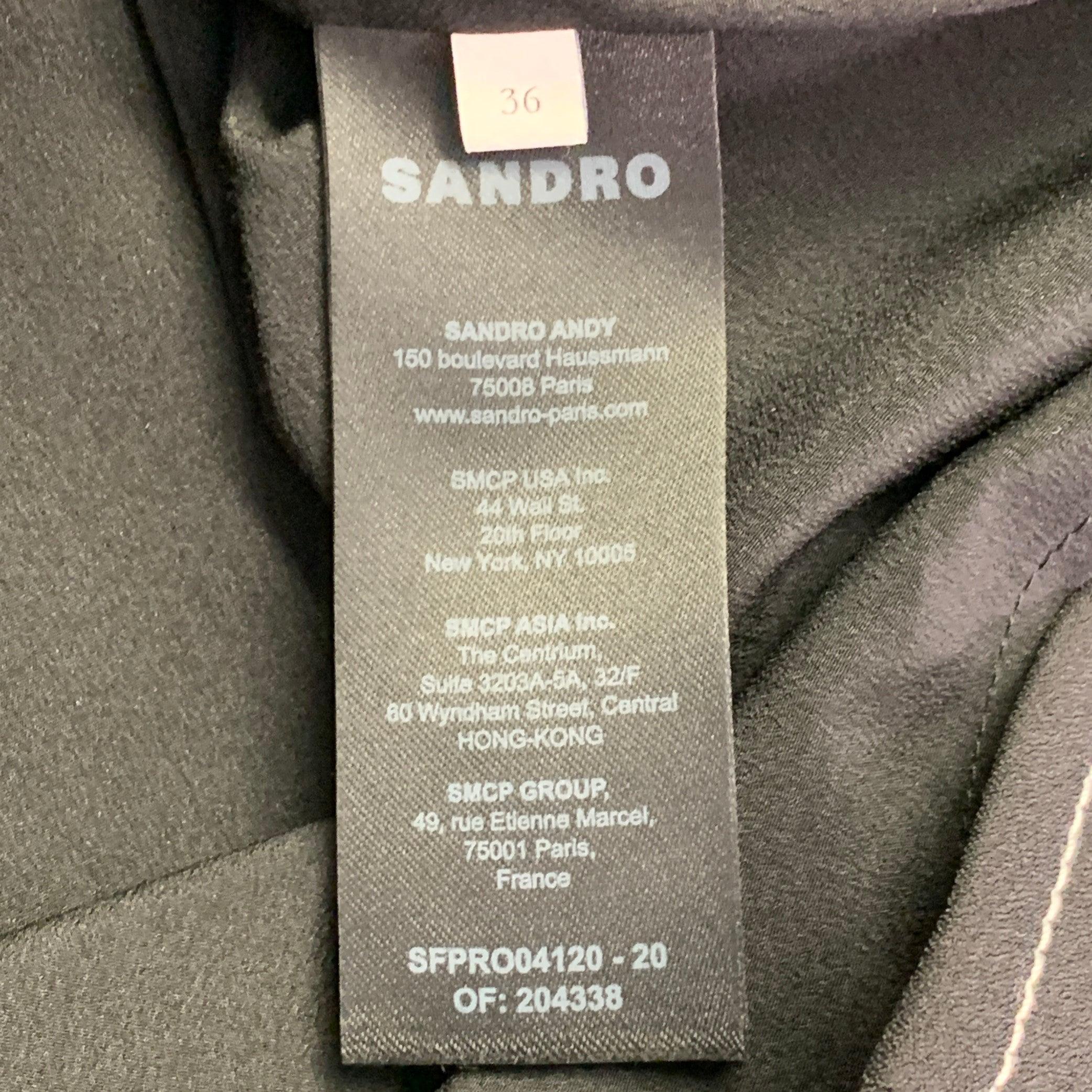 SANDRO Größe 4 Schwarz-Gold Polyestermischung Kontrastnaht Ärmelloses Kleid im Angebot 3