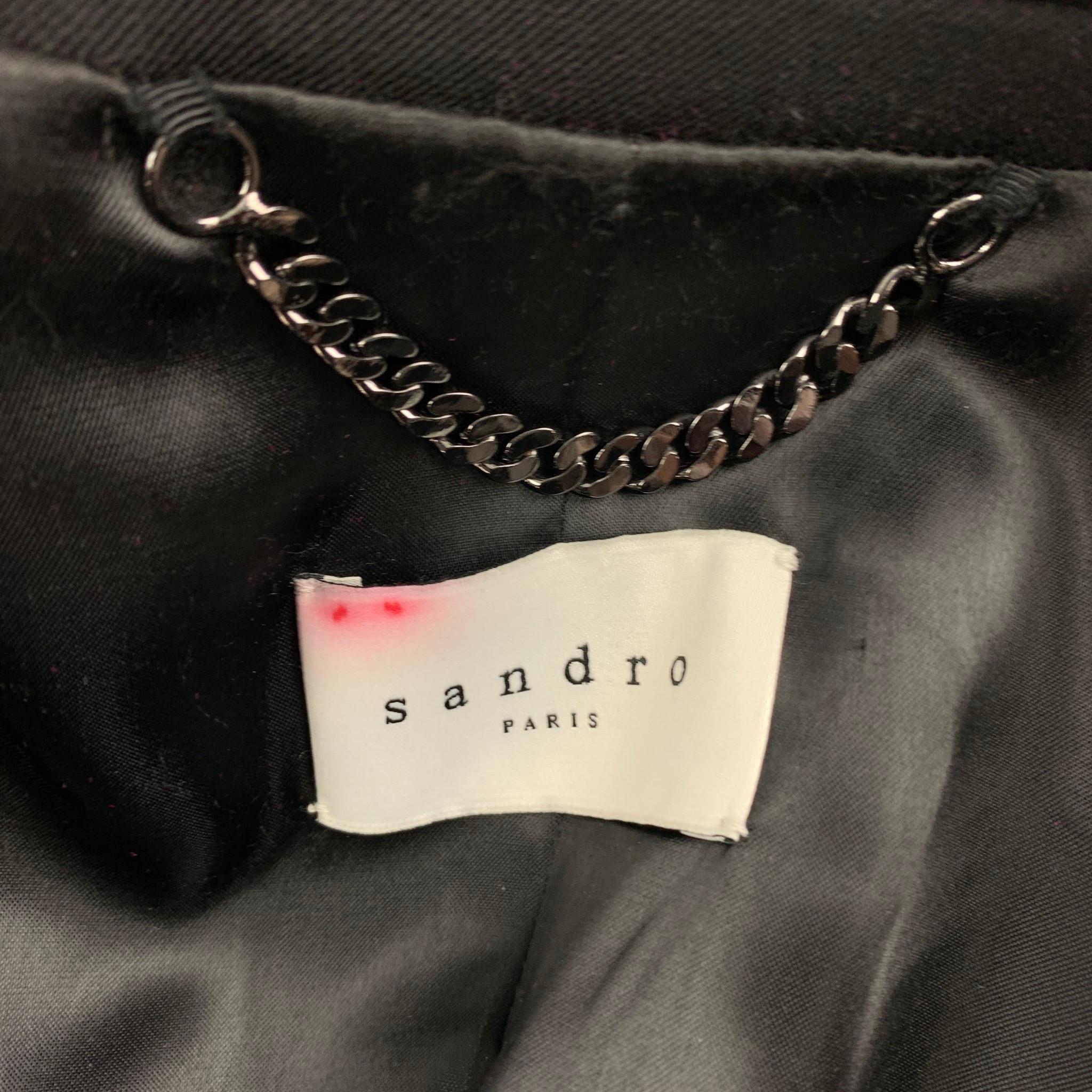 SANDRO Size 40 Black Wool Tuxedo Sport Coat In Good Condition In San Francisco, CA