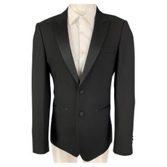 SANDRO Size 40 Black Wool Tuxedo Sport Coat